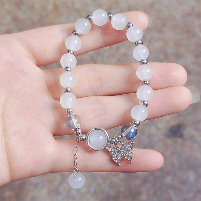 Original Opal Sea Blue Treasure Moonlight Crystal Bracelet Light Luxury Elastic Bracelet For Girls Women Jewelry Accessories