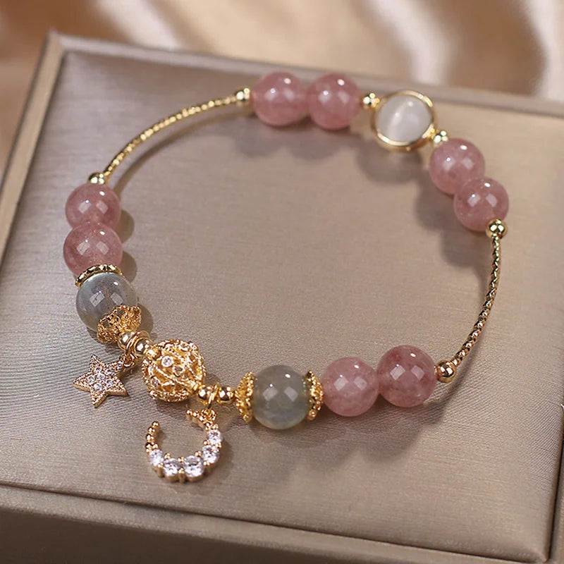 Original Opal Sea Blue Treasure Moonlight Crystal Bracelet Light Luxury Elastic Bracelet For Girls Women Jewelry Accessories