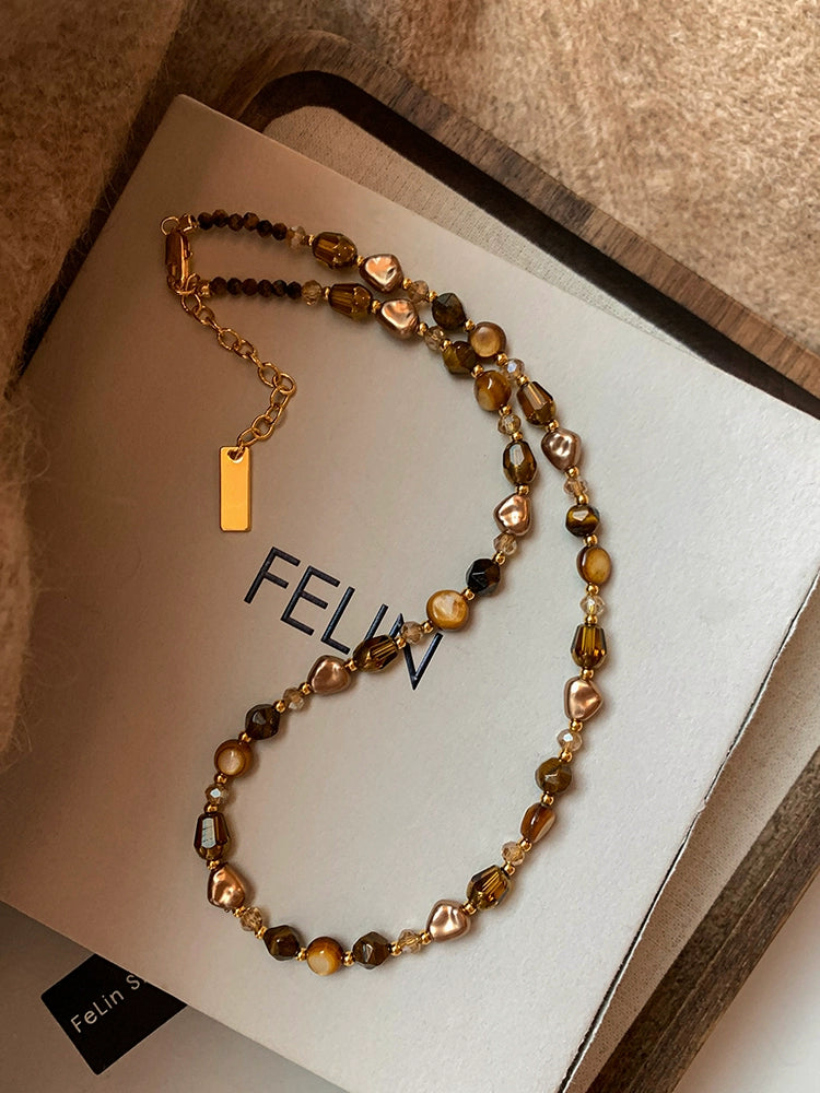 Maillard Wear Tigereye Beaded Necklace Sweater Chain