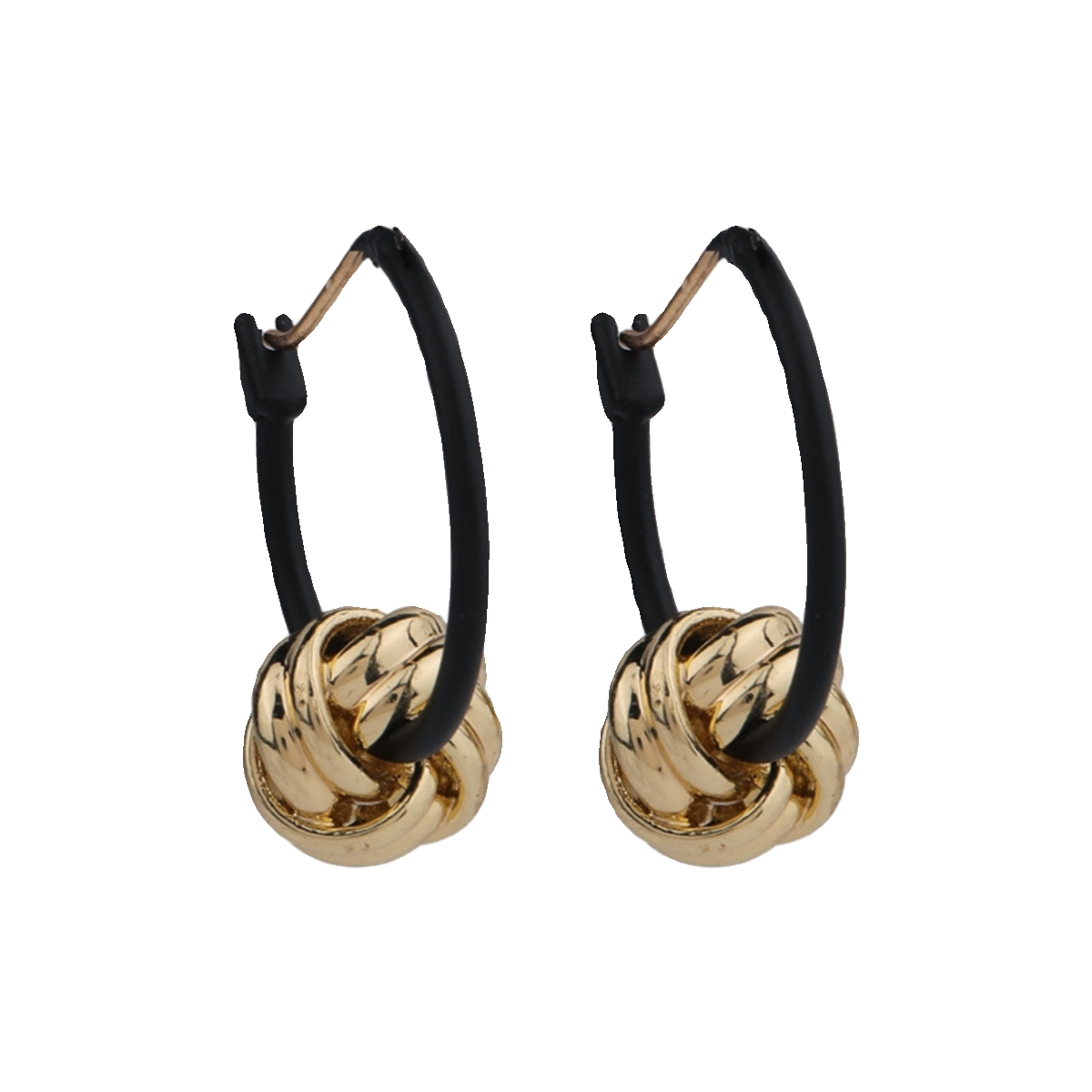 White Baihe Same Style Earrings Black Golden Ball Earrings Earrings 2024 Fall and Winter New Arrival Special-Interest Design Fancy Earrings