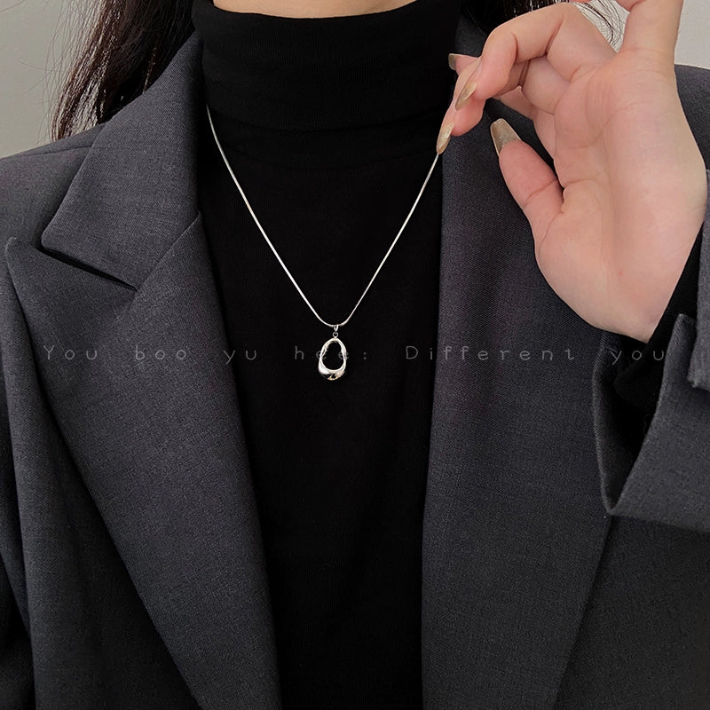 Accessible Luxury Women's Titanium Steel Decoration Sweater Chain Water Drop Pendant
