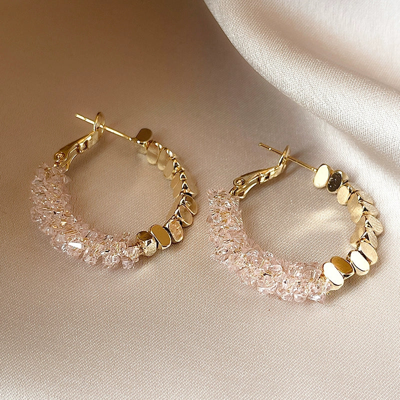 Gold Small Pieces of Silver Unique Hoop Earrings Female Special Interest Light Luxury Fancy Stud Earrings 2024 New Arrival Best Selling Earrings