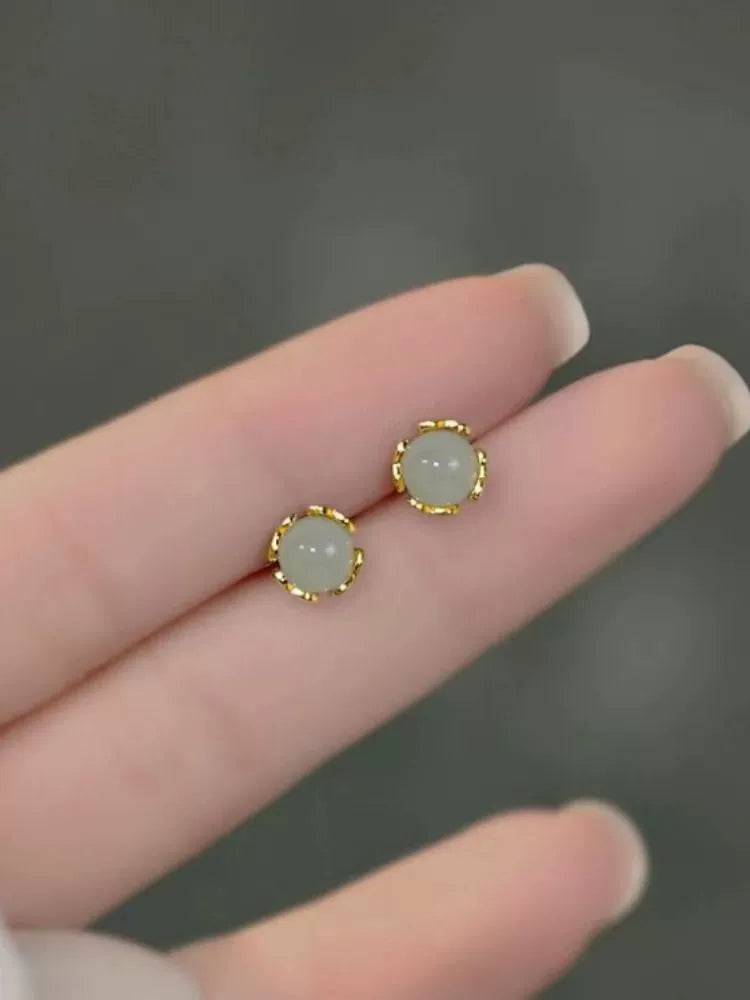 Niche Style Light Green Sleep Women's Travel Matching Ear Studs
