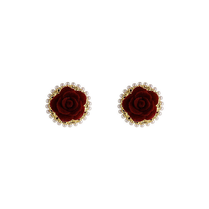 Ankela Red Flowers Bead Stud Earrings for Women Accessible Luxury Fancy Elegant Unique Earrings New Arrival 2024 Best Selling Earrings