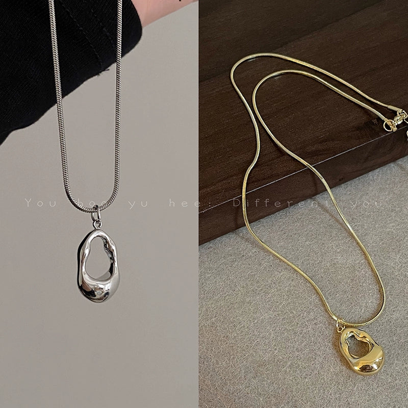 Accessible Luxury Women's Titanium Steel Decoration Sweater Chain Water Drop Pendant
