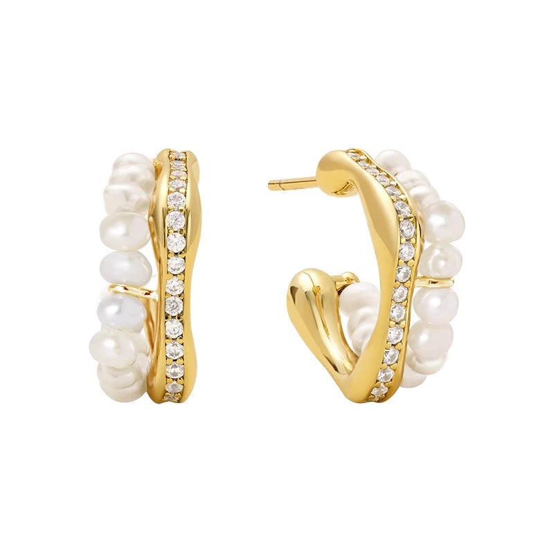 Arsis Silver Unique Pearl Female Small Ear Studs