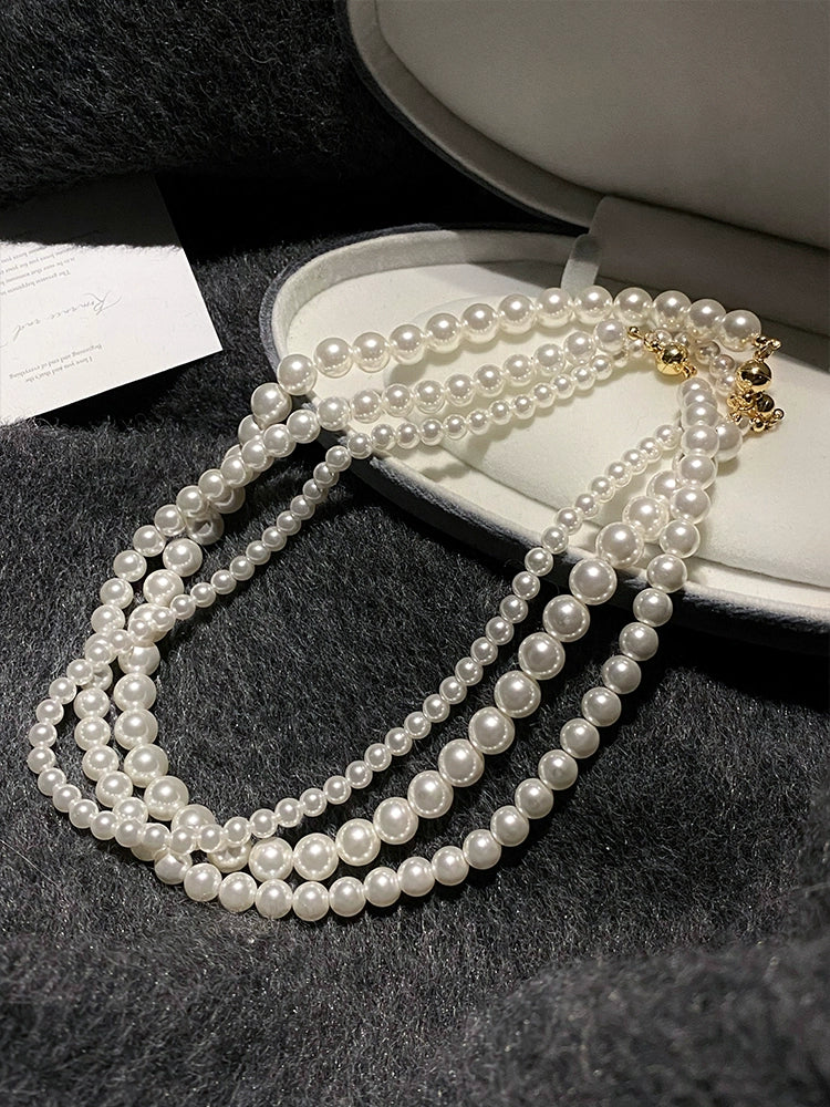 Accessible Luxury Australian White Perfect Circle Pearl Women's Sweater Chain Magnetic Buckle