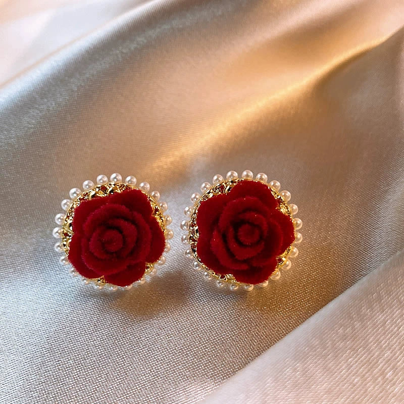 Ankela Red Flowers Bead Stud Earrings for Women Accessible Luxury Fancy Elegant Unique Earrings New Arrival 2024 Best Selling Earrings