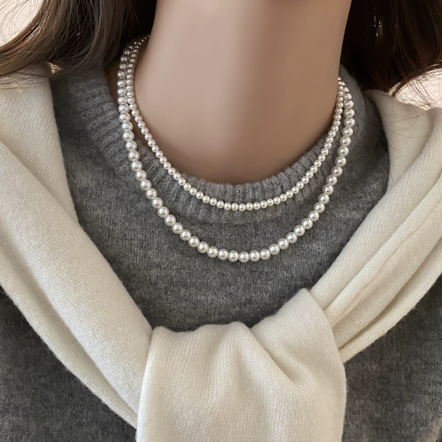Accessible Luxury Australian White Perfect Circle Pearl Women's Sweater Chain Magnetic Buckle