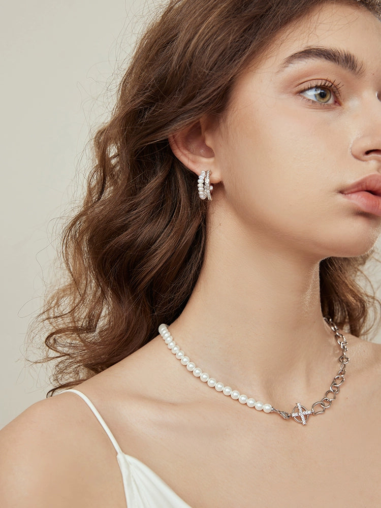 Arsis Silver Unique Pearl Female Small Ear Studs