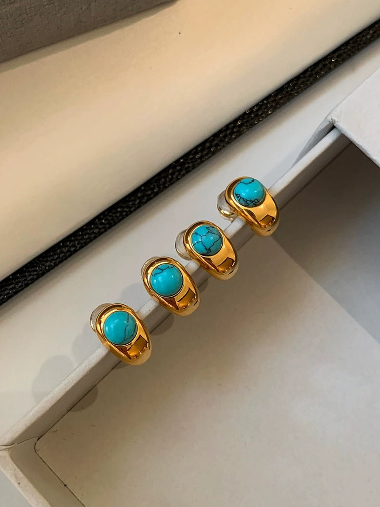 New Arrival Turquoise Natural Stone Small Water Drop Stud Earrings
