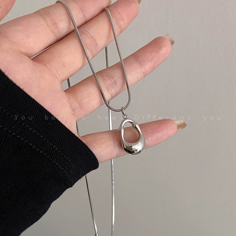 Accessible Luxury Women's Titanium Steel Decoration Sweater Chain Water Drop Pendant