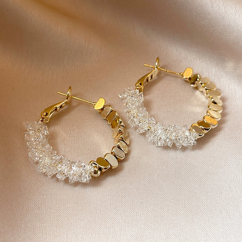 Gold Small Pieces of Silver Unique Hoop Earrings Female Special Interest Light Luxury Fancy Stud Earrings 2024 New Arrival Best Selling Earrings