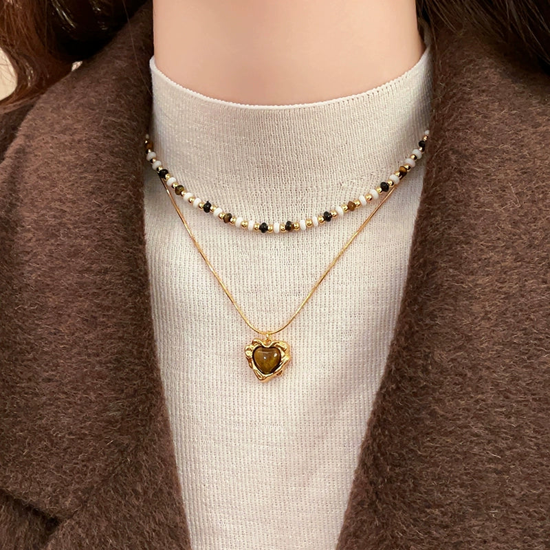 Double-Layer Twin Zircon Necklace for Women Fancy Light Luxury Necklace Sweater Chain