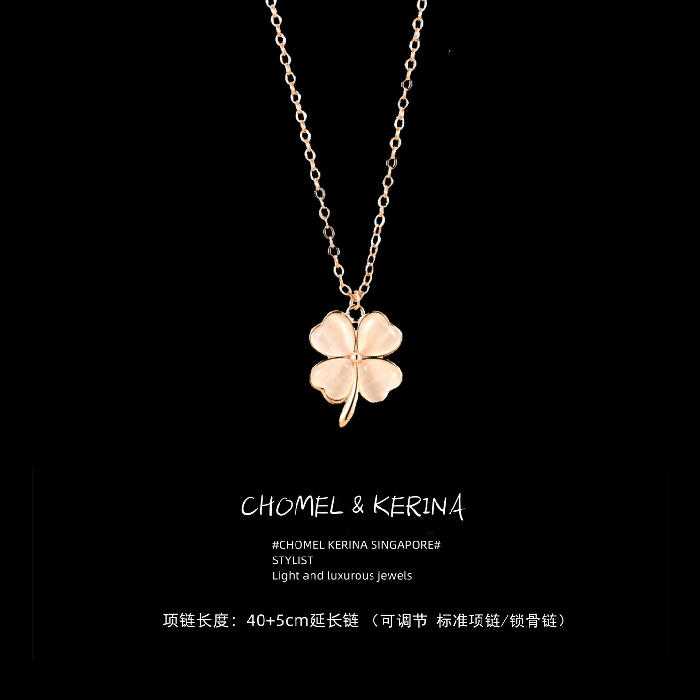 Accessible Luxury Qixi Festival Sterling Silver Clavicle Chain Female Four-Leaf Clover