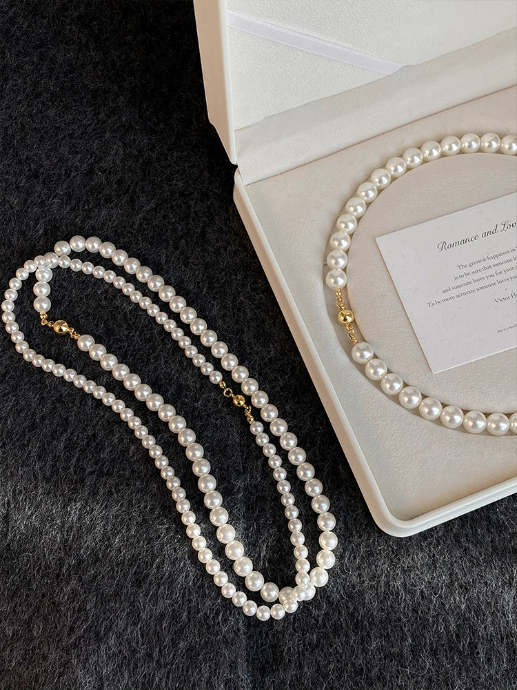 Accessible Luxury Australian White Perfect Circle Pearl Women's Sweater Chain Magnetic Buckle