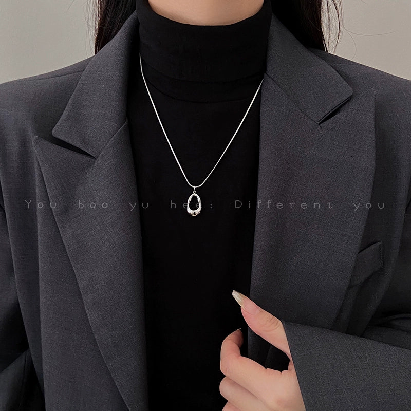Accessible Luxury Women's Titanium Steel Decoration Sweater Chain Water Drop Pendant