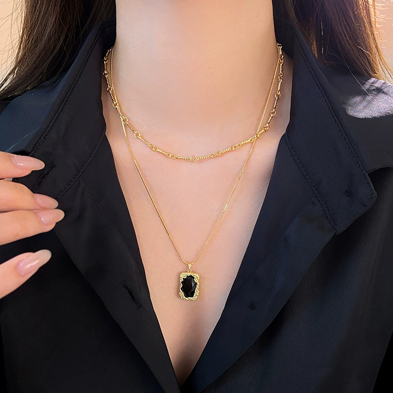 Double-Layer Twin Zircon Necklace for Women Fancy Light Luxury Necklace Sweater Chain
