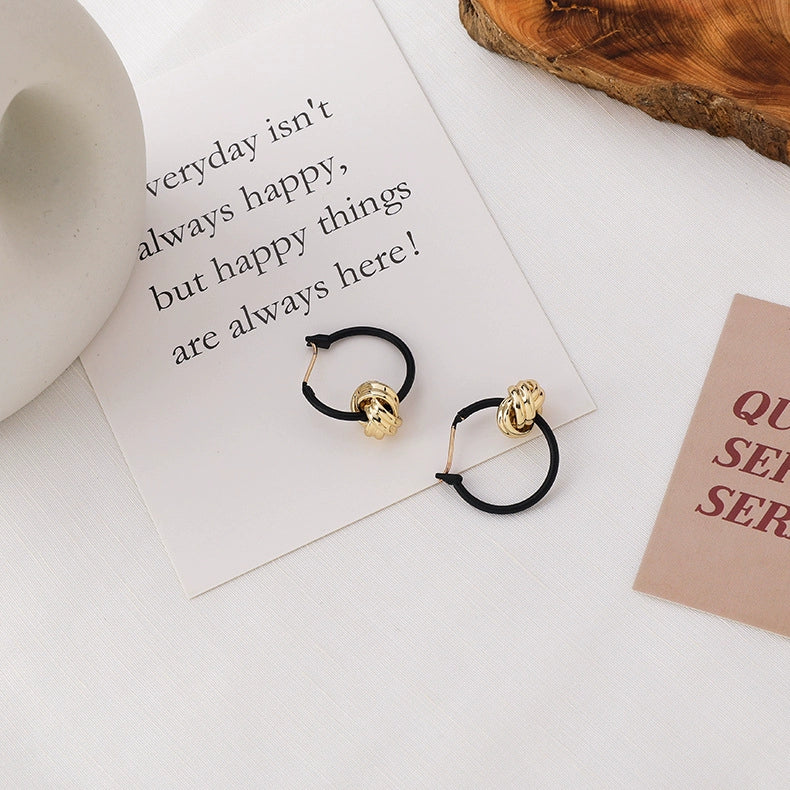White Baihe Same Style Earrings Black Golden Ball Earrings Earrings 2024 Fall and Winter New Arrival Special-Interest Design Fancy Earrings