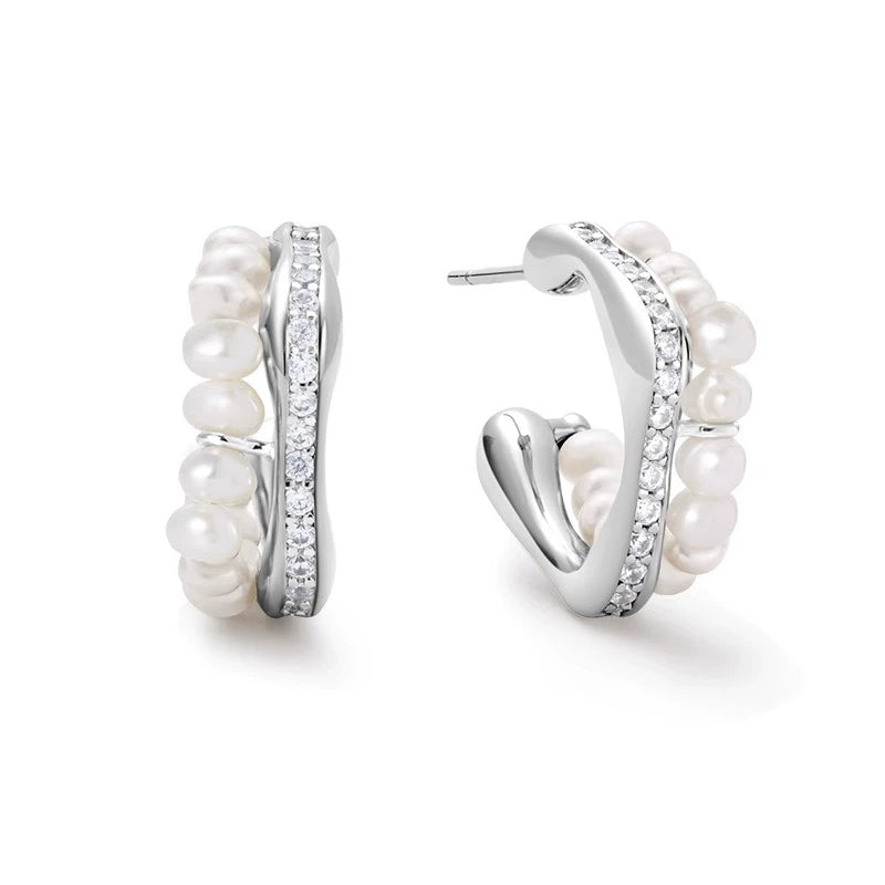 Arsis Silver Unique Pearl Female Small Ear Studs