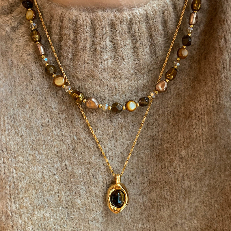 Maillard Wear Tigereye Beaded Necklace Sweater Chain