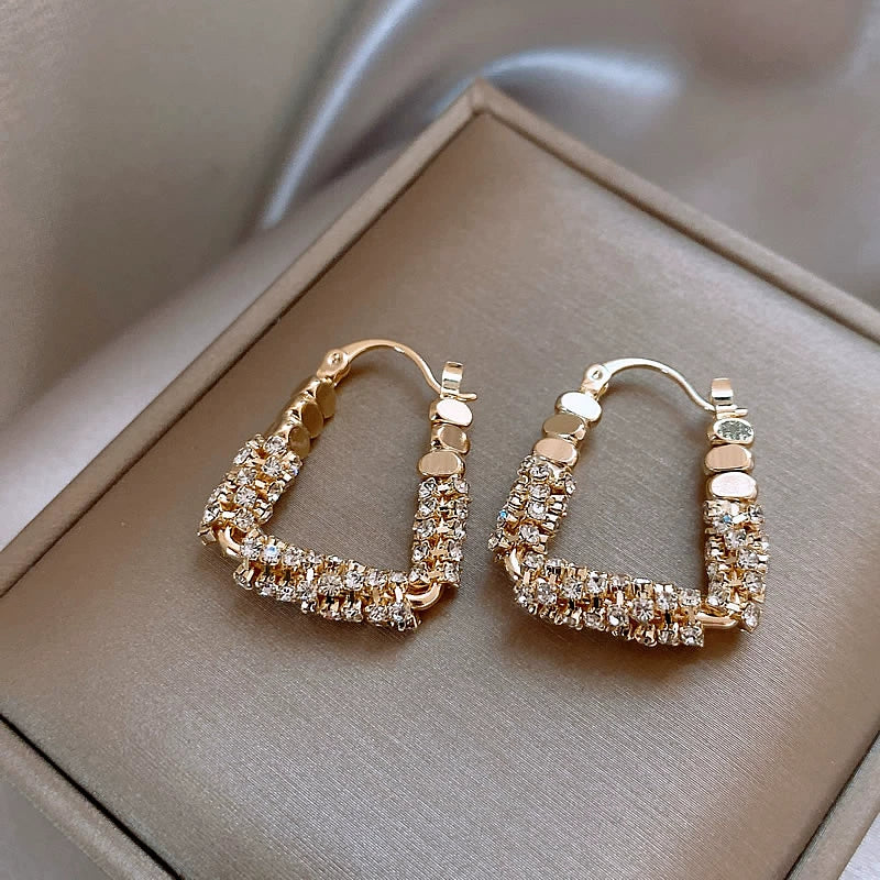 Gold Small Pieces of Silver Unique Hoop Earrings Female Special Interest Light Luxury Fancy Stud Earrings 2024 New Arrival Best Selling Earrings