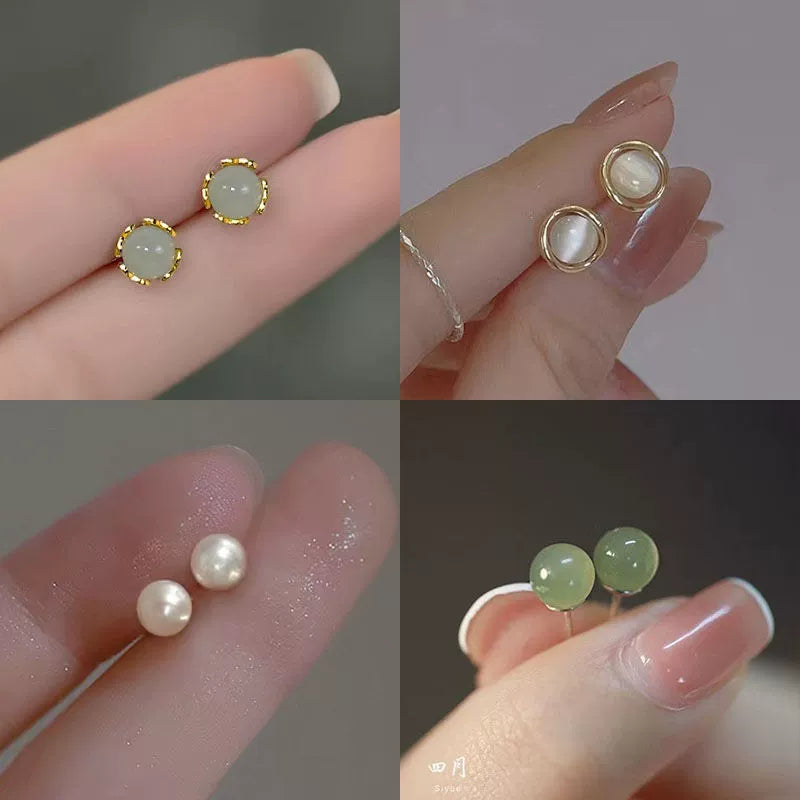 Niche Style Light Green Sleep Women's Travel Matching Ear Studs