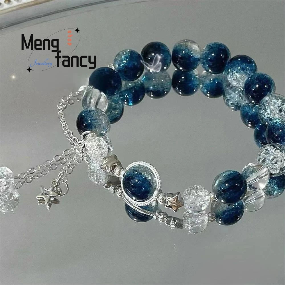 Star River Dangling Butterfly Crushed Beads Sweet Colourful Bracelet Niche Designs Natural Popular Fashion Jewelry Holiday Gifts