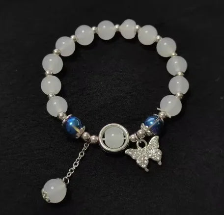 Original Opal Sea Blue Treasure Moonlight Crystal Bracelet Light Luxury Elastic Bracelet For Girls Women Jewelry Accessories