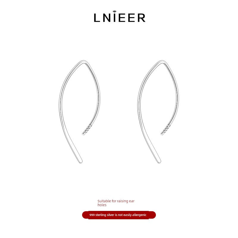 Niche Style 999 Sterling Silver Lines Female Earrings