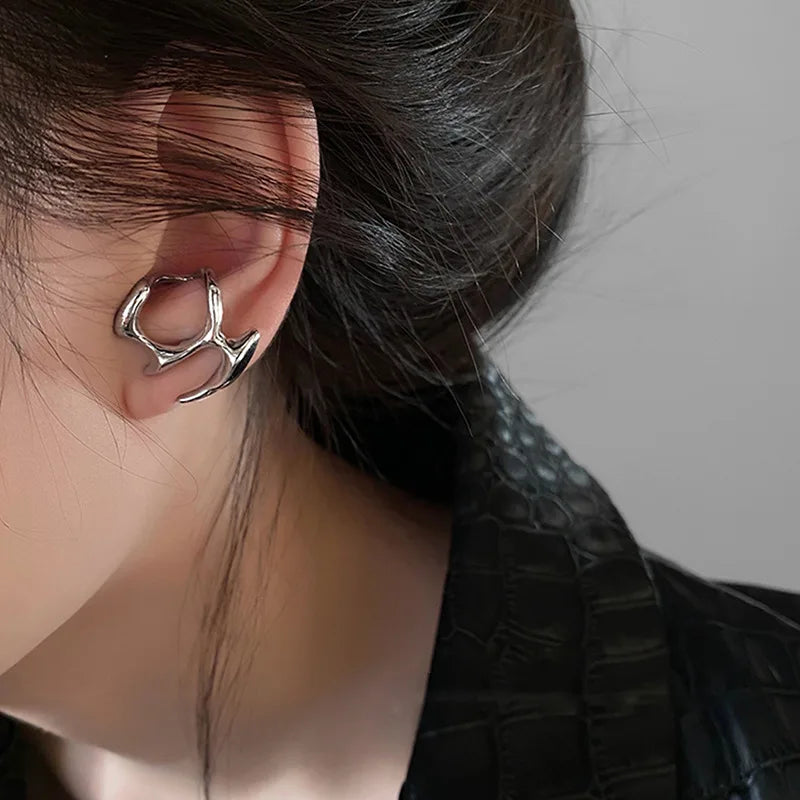 Y2K Irregular Liquid Earrings for Women Silver Color Hip-Hop Punk Fashion Geometric Earring