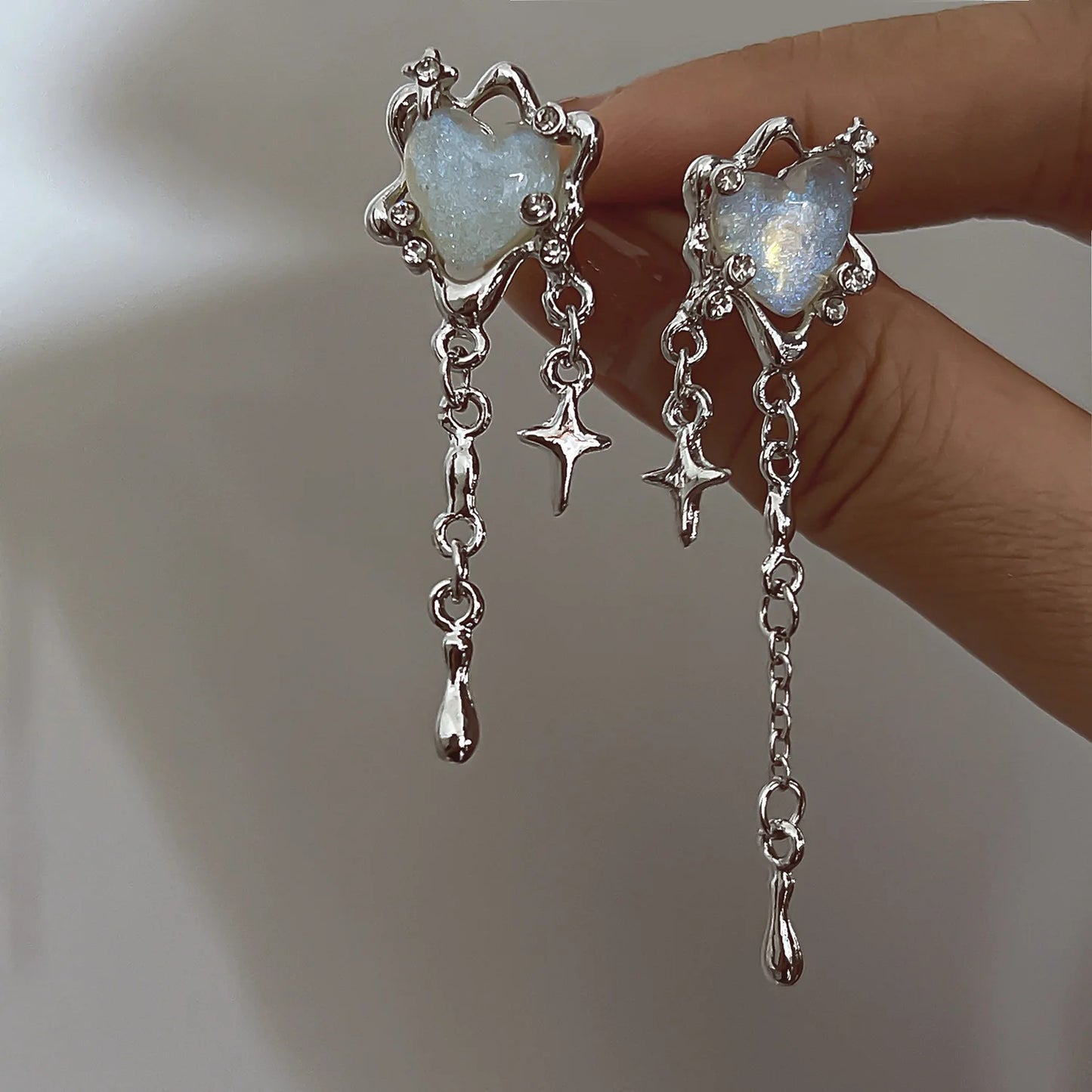 Y2K Irregular Liquid Earrings for Women Silver Color Hip-Hop Punk Fashion Geometric Earring
