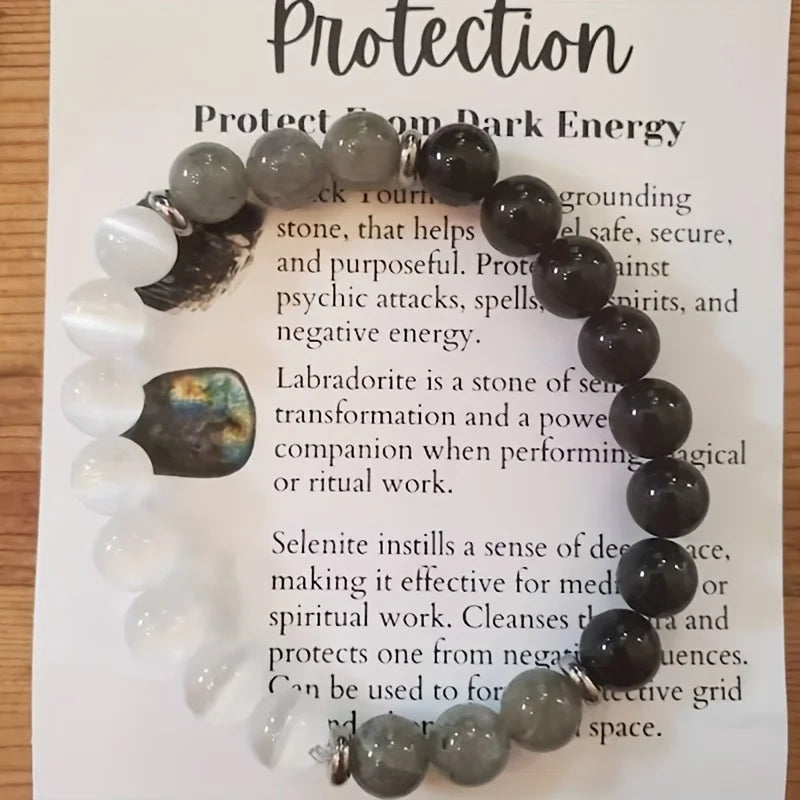 negative energy natural stone mixed bracelet protection women man family opal plat beads bangles couple gifts nana jewellery
