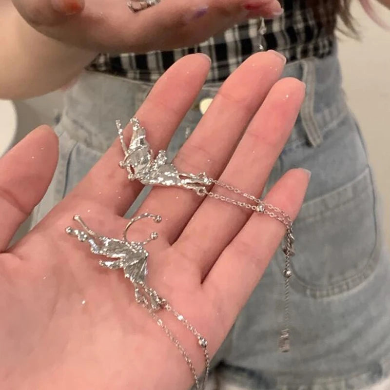 Y2K Irregular Liquid Earrings for Women Silver Color Hip-Hop Punk Fashion Geometric Earring