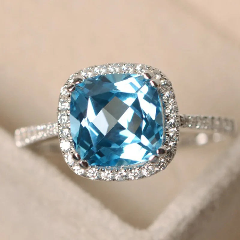 Hot Selling Silver plated Rings for Women Ruby Emerald Sapphire Jewelry Wedding Engagement Ring Wholesale