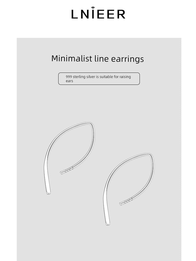 Niche Style 999 Sterling Silver Lines Female Earrings