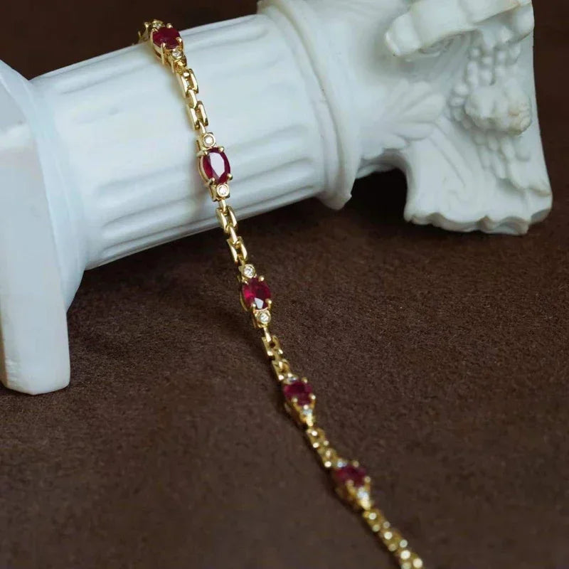 New light luxury silver inlaid ruby diamond bracelet for women chain charm fine section exquisite high-end engagement jewelry