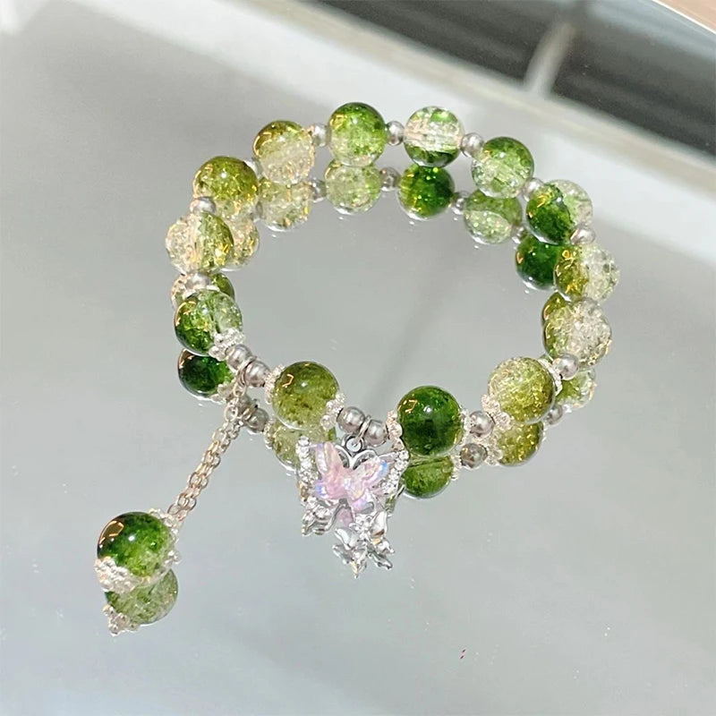 Original Opal Sea Blue Treasure Moonlight Crystal Bracelet Light Luxury Elastic Bracelet For Girls Women Jewelry Accessories