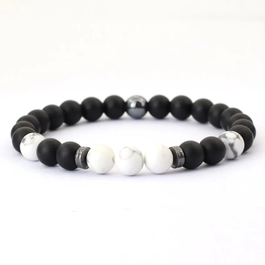 Noter Handmade Mens Bracelet 8mm Onyx Tiger Eyes Stone Beaded Braclet Hematite Healing Braslet Cadeau Homme Leisure Accessories