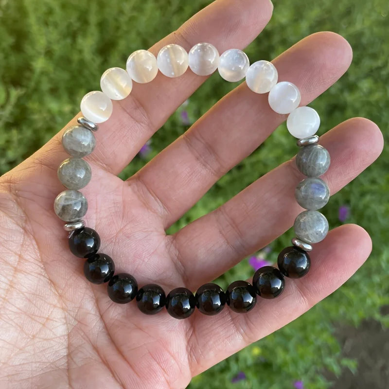 negative energy natural stone mixed bracelet protection women man family opal plat beads bangles couple gifts nana jewellery