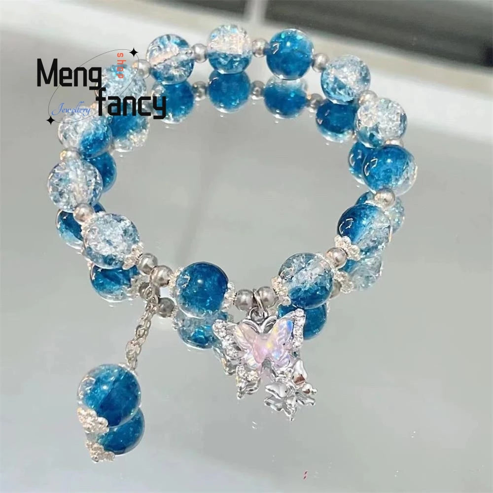 Star River Dangling Butterfly Crushed Beads Sweet Colourful Bracelet Niche Designs Natural Popular Fashion Jewelry Holiday Gifts
