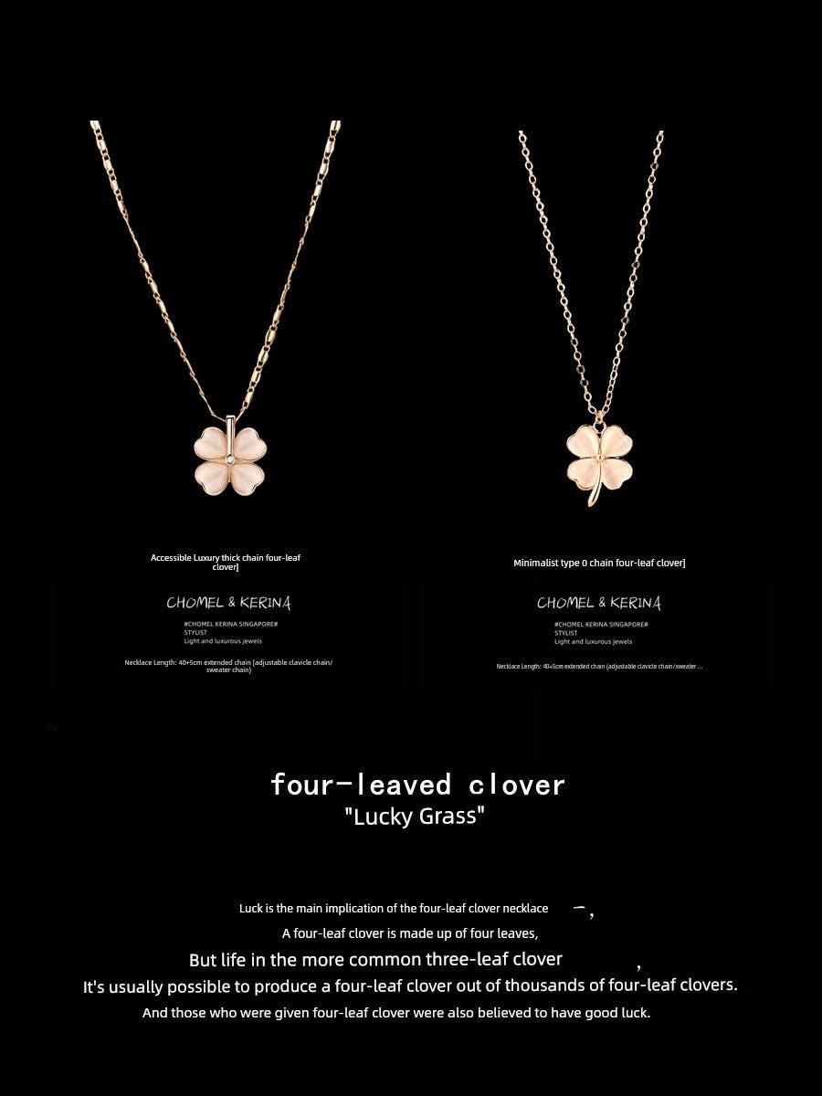 Accessible Luxury Qixi Festival Sterling Silver Clavicle Chain Female Four-Leaf Clover