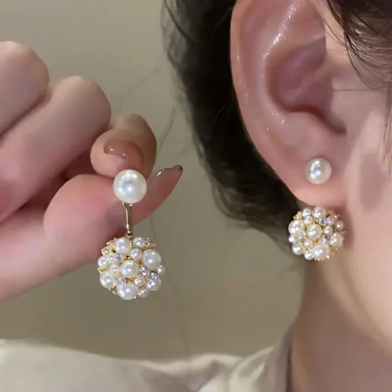 Korean New Simple Temperament Circle Pearl Earrings Fashion Small Versatile Earrings