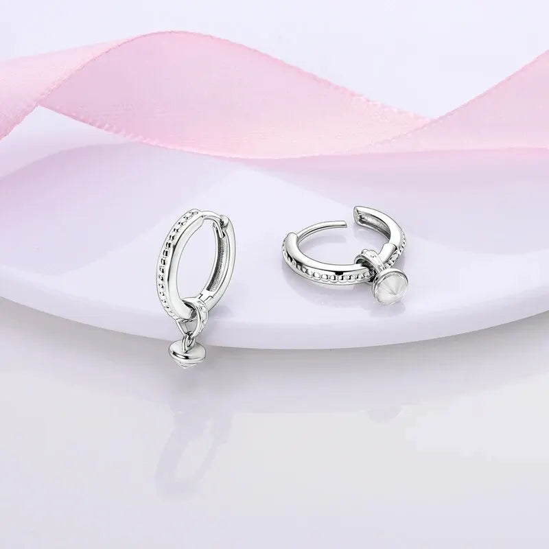 New Sterling Silver S925 Zircon Round Hoop Personality
