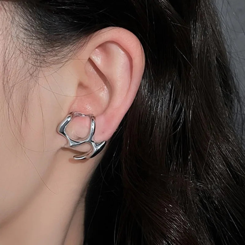 Y2K Irregular Liquid Earrings for Women Silver Color Hip-Hop Punk Fashion Geometric Earring