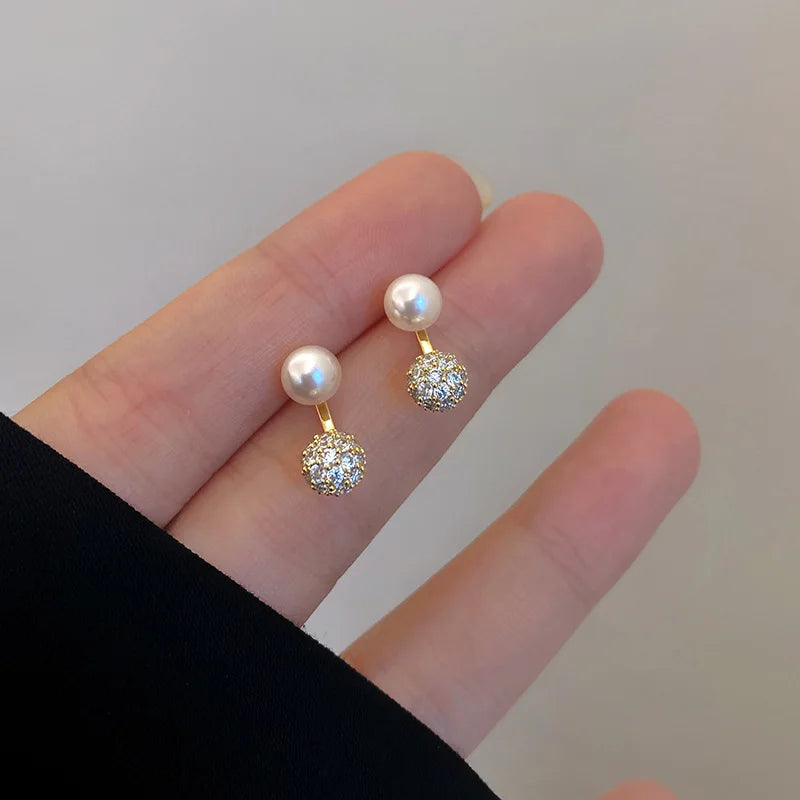 Korean New Simple Temperament Circle Pearl Earrings Fashion Small Versatile Earrings