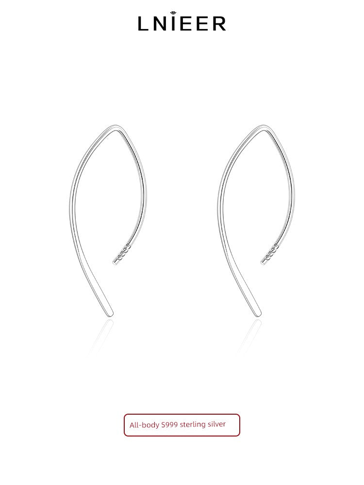Niche Style 999 Sterling Silver Lines Female Earrings