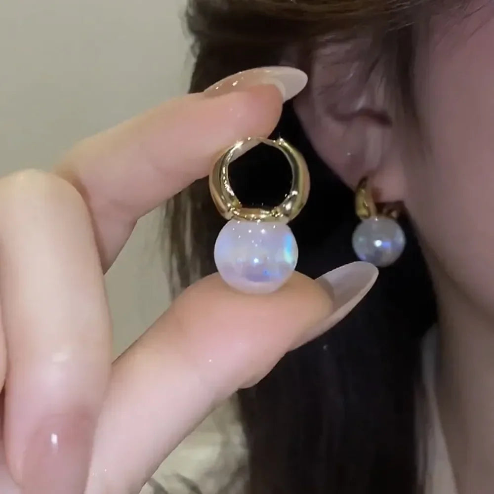 New Trend Simulation Pearl Long Earrings Women's Flower Rhinestone Wedding Pendant Earrings Fashion Korean Jewelry Earrings