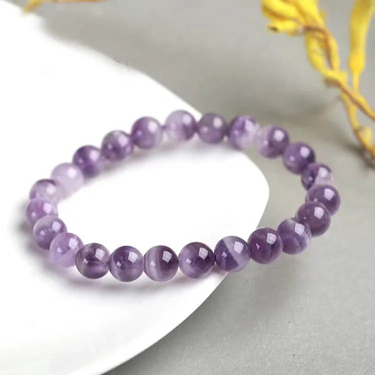 Natural Dream Lace Amethyst Stone Beaded Bracelets Women Purple Crystal Quartz Energy Bead Reiki Healing Bangle Jewelry Gift