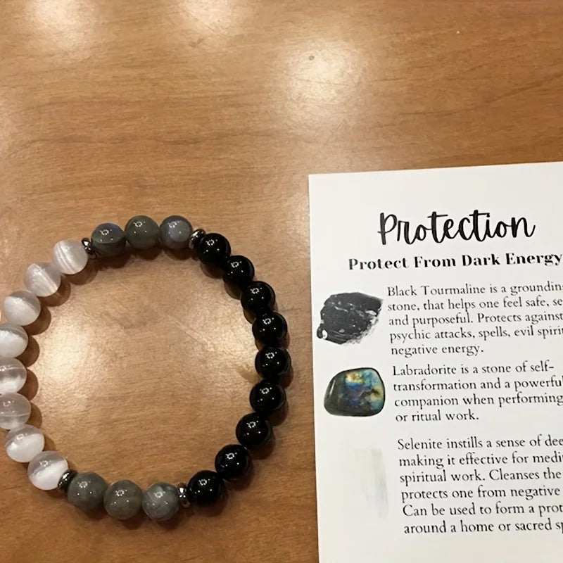 negative energy natural stone mixed bracelet protection women man family opal plat beads bangles couple gifts nana jewellery